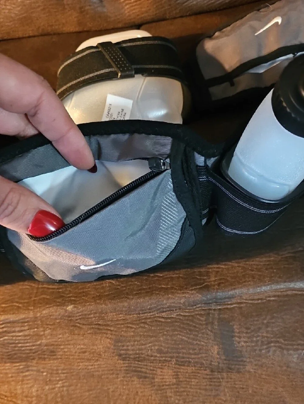 Nike Black Running Hydration Belt with White Bottles